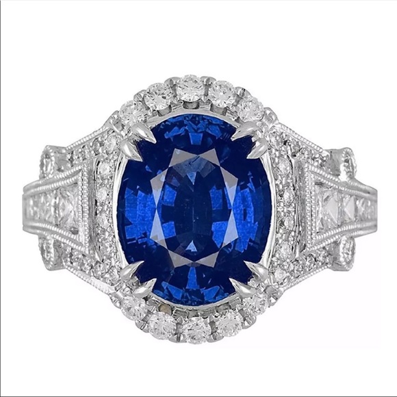 *NEW*925 Silver Sapphire Engagement Women’s Ring - Picture 2 of 6